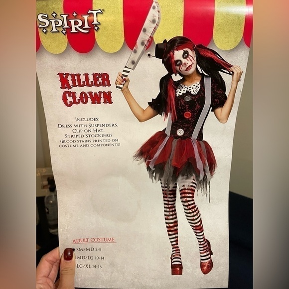 Spirit Killer Halloween Clown Costume Size Small- Medium - Picture 1 of 10